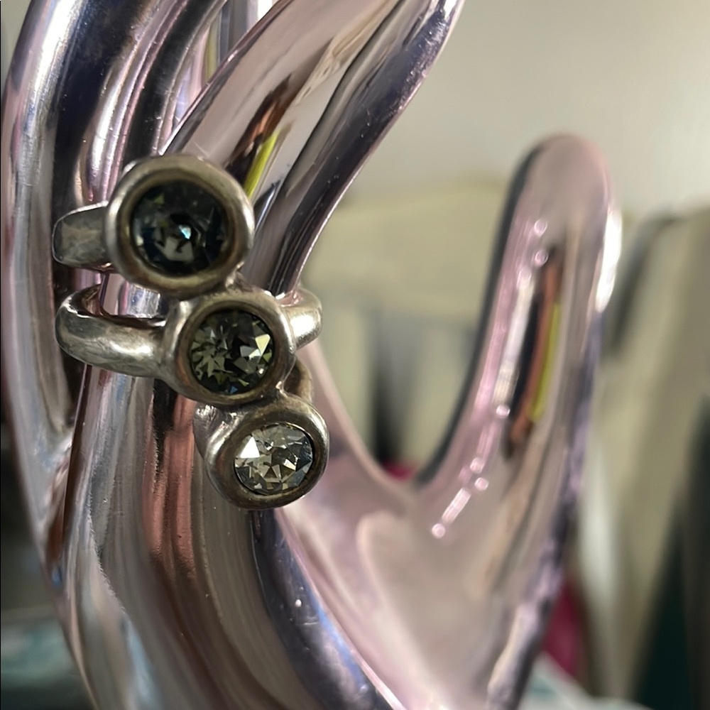 Triple Stone Silver Ring